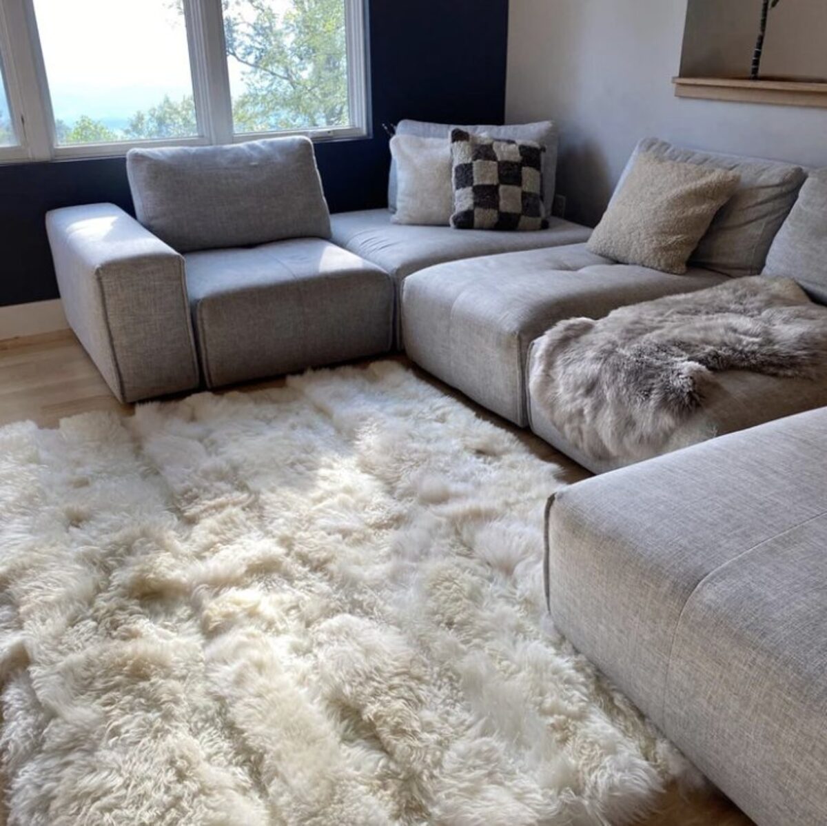 East Perry sheepskin products in a home setting.