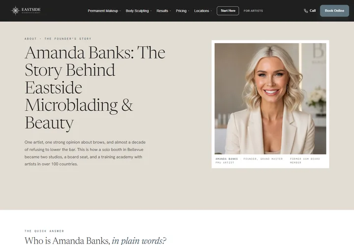 Redesigned Eastside Founder story page, September 25, 2026