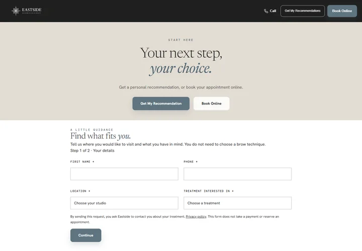 Redesigned Eastside Booking & guidance page, September 25, 2026