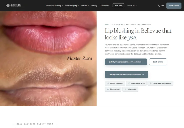 Redesigned Eastside Lip blushing page, September 25, 2026