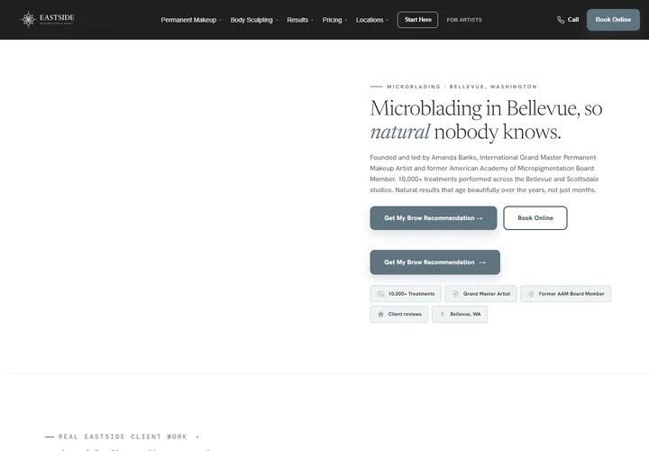 Redesigned Eastside Microblading page, September 25, 2026