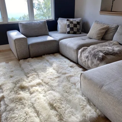 Sheepskin rug and throw from East Perry’s existing case-study photography.