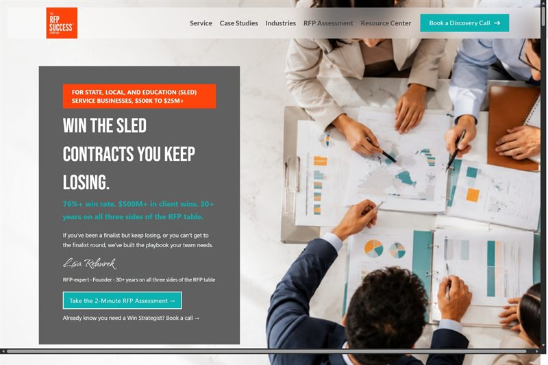 The RFP Success Company website rebuilt by ROI.LIVE